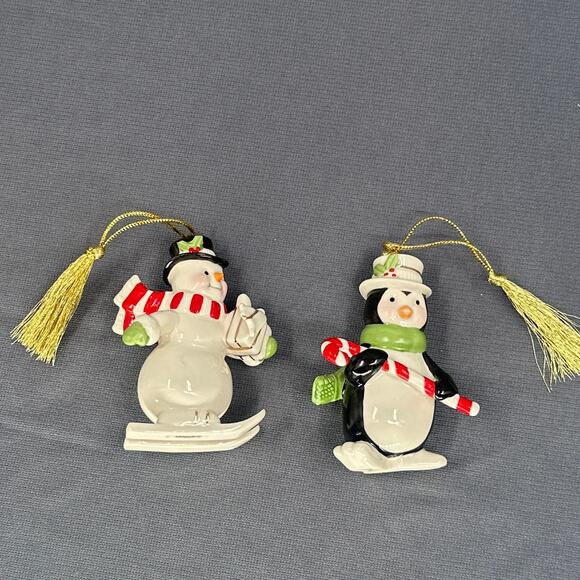 Lenox Very Merry Porcelain Ornament Set of 2 Snowman Penguin Holiday Christmas - Picture 9 of 16